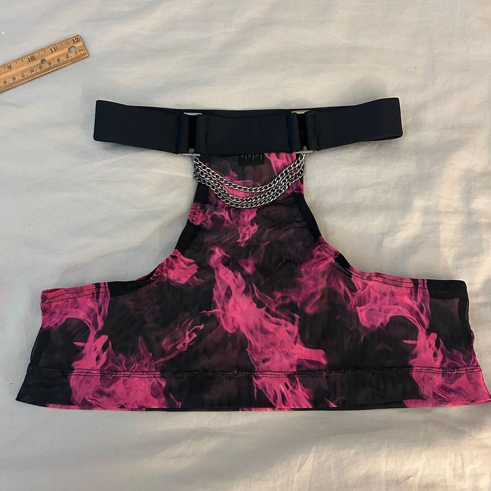 Syzygy The Label Mesh Mini Skirt, Burner Barbie, Pink Black, Rave Cover-Up - Picture 4 of 9